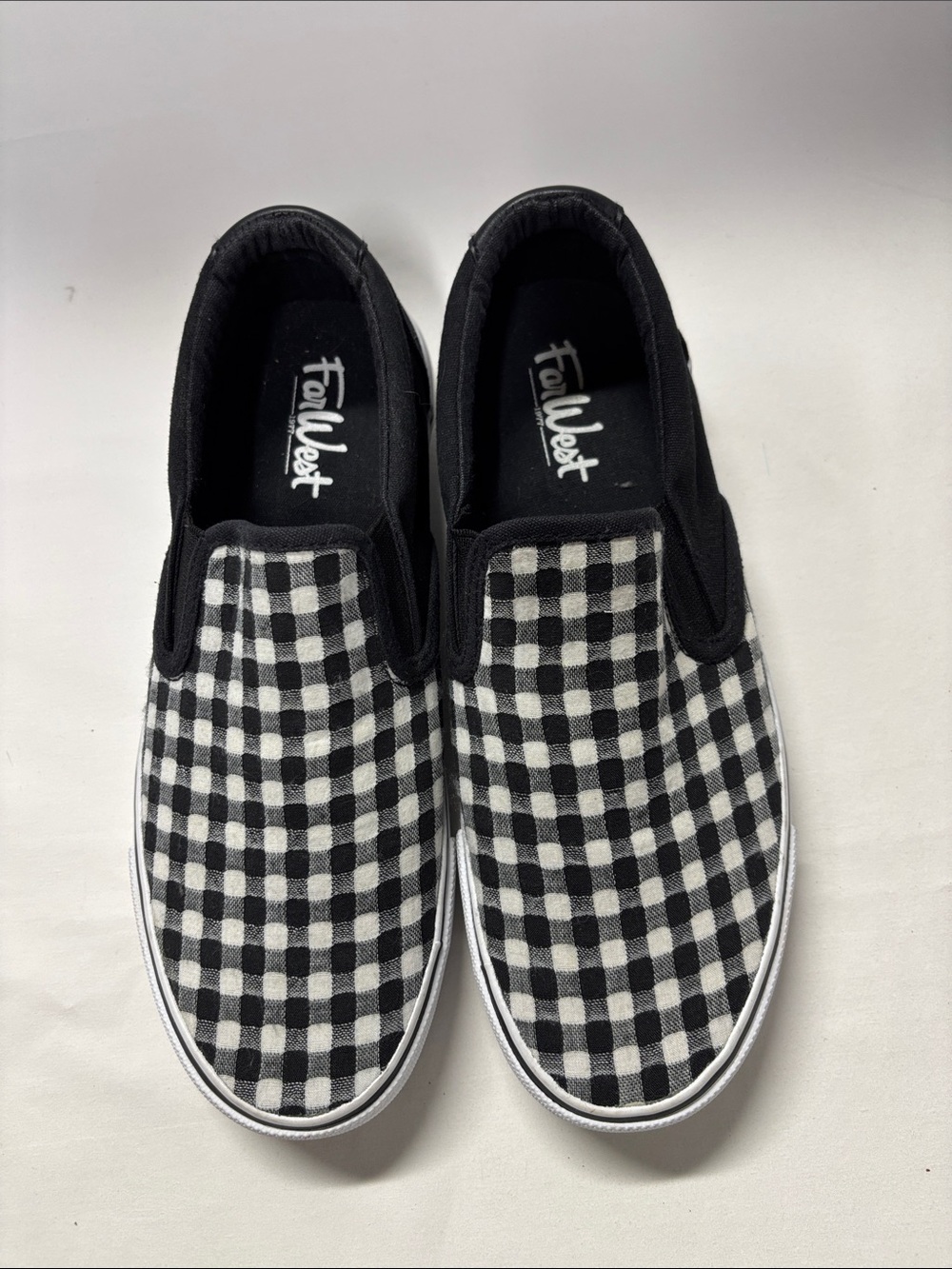 Men’s Black & White Gingham Slip-On Flats